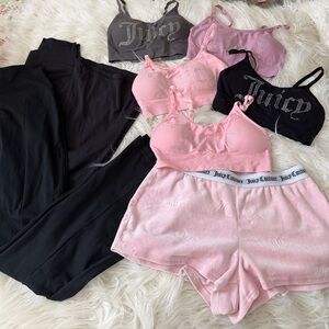 SOLD DEPOP BUNDLE OF 8 Juicy Couture bralettes, shorts & tjmaxx leggings